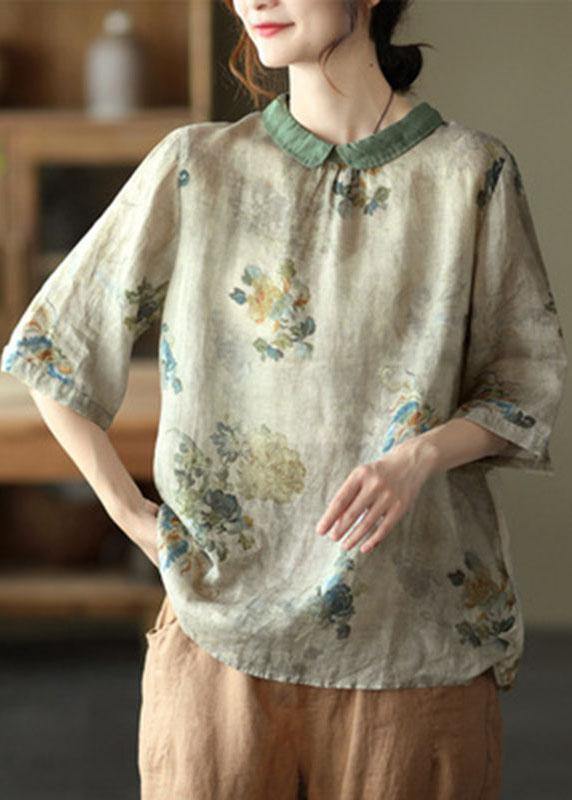 DIY Orange Druck Ramie Halbarmshirt Sommer