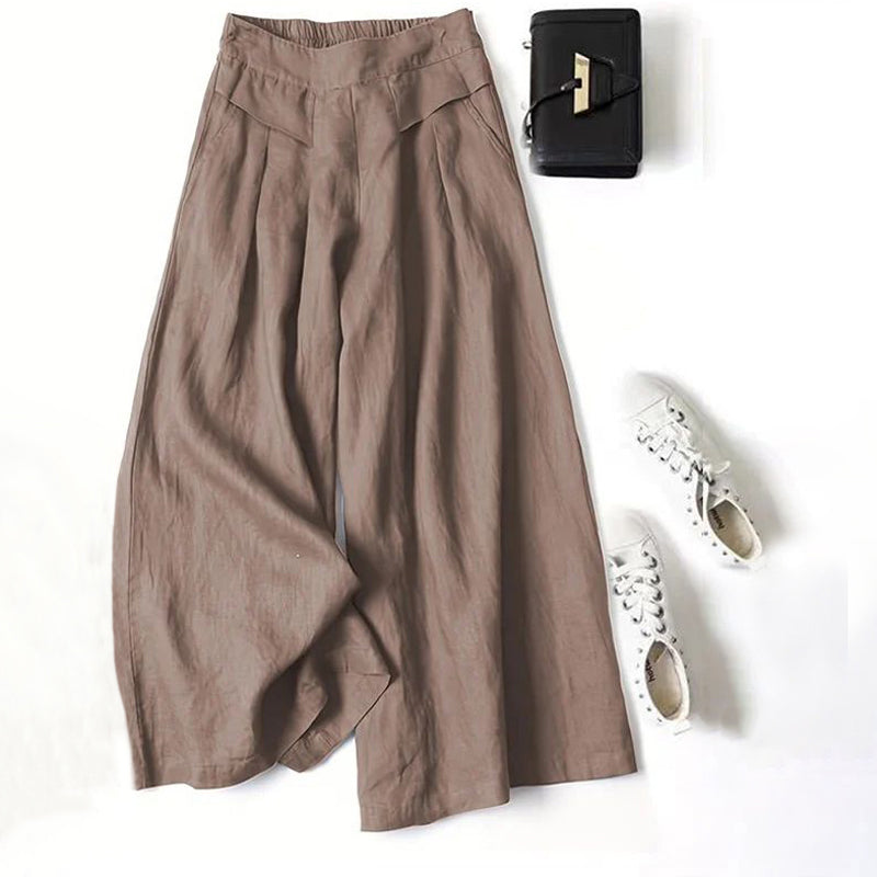 【Baumwolle und Leinen】Lässige Weite Hosen