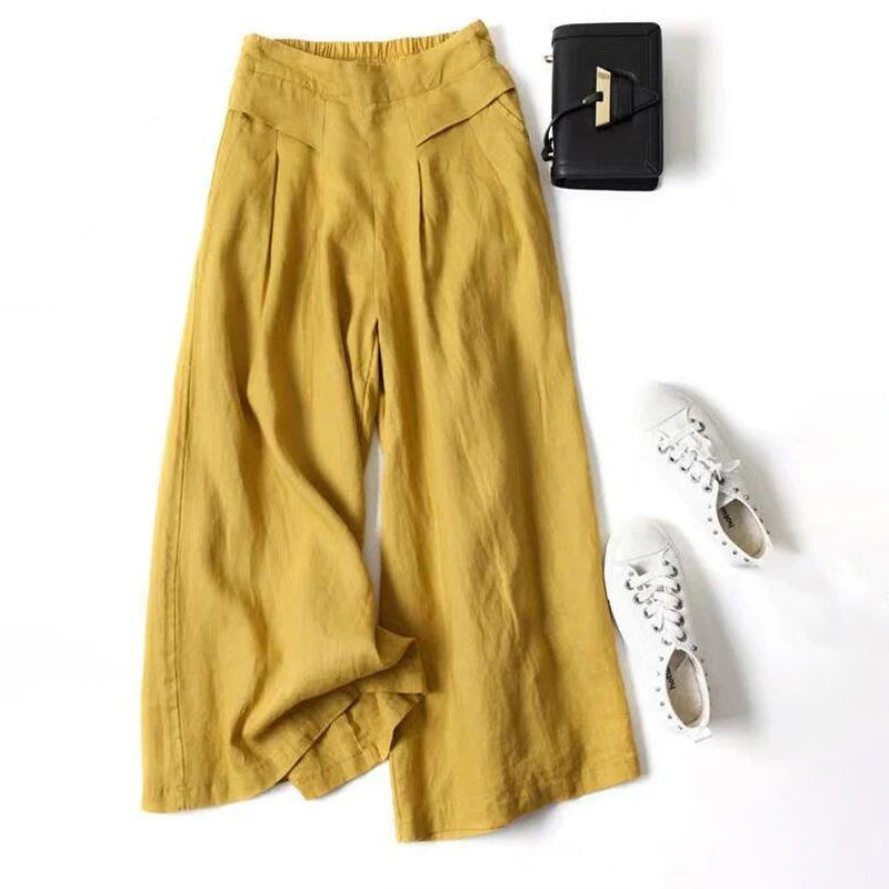 【Baumwolle und Leinen】Lässige Weite Hosen