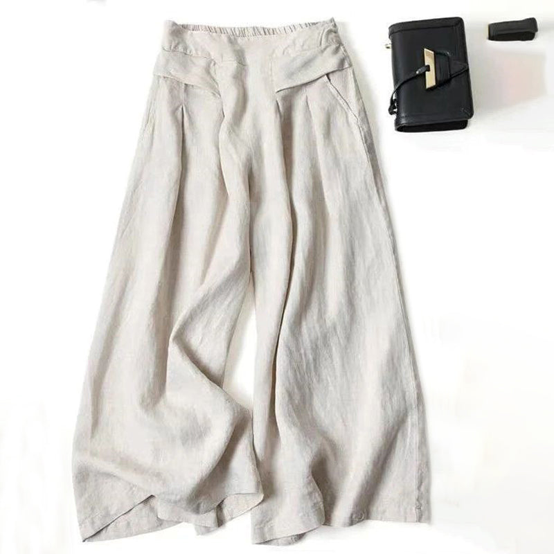 【Baumwolle und Leinen】Lässige Weite Hosen