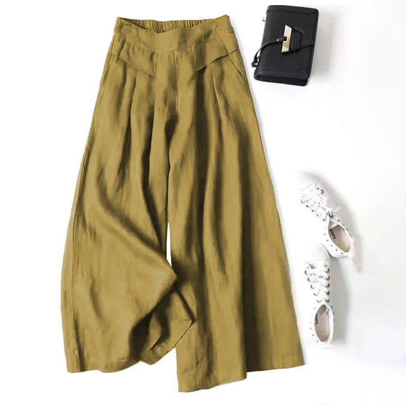 【Baumwolle und Leinen】Lässige Weite Hosen