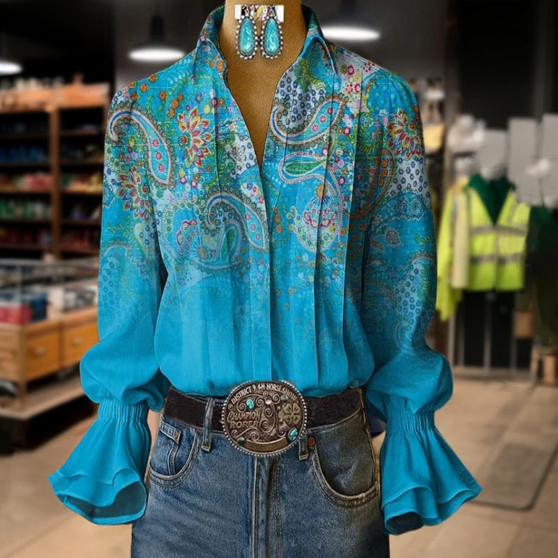 Vintage Ethno-Druck Bluse