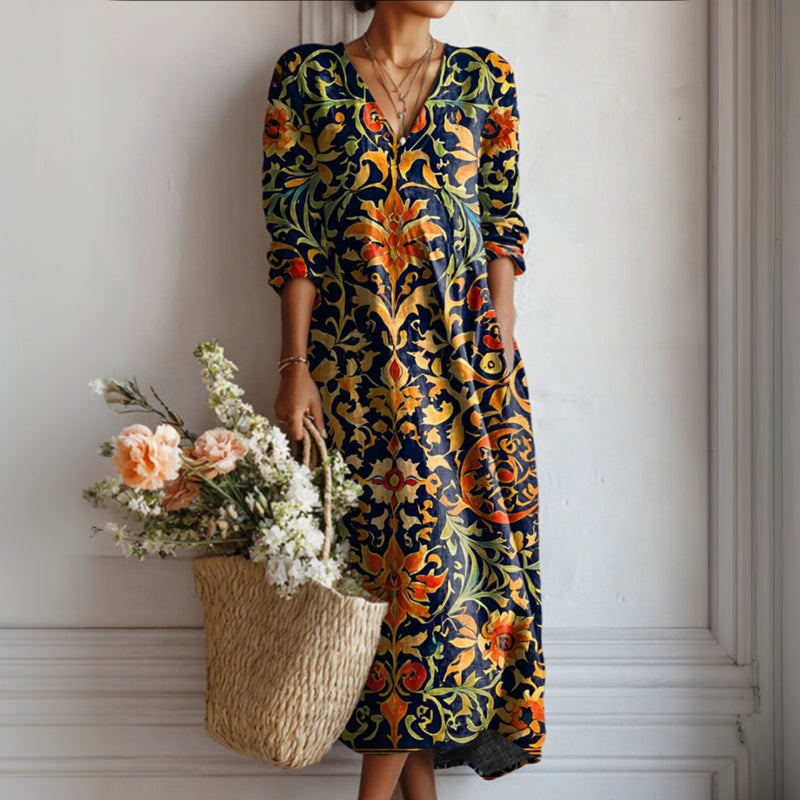 【Langarm】Vintage Ethnischer Stil Kleid