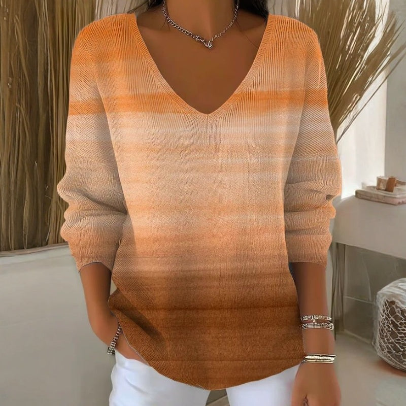 【Langarm】Lässiges Farbverlauf T-Shirt