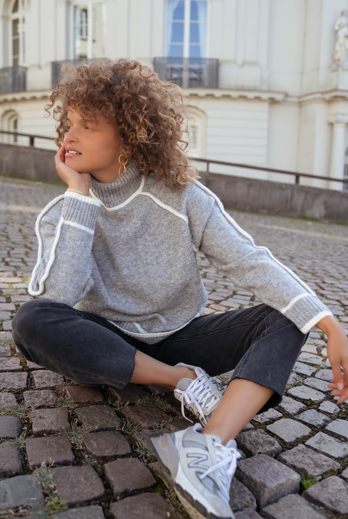 Amelie™ | Grauer Strickpullover