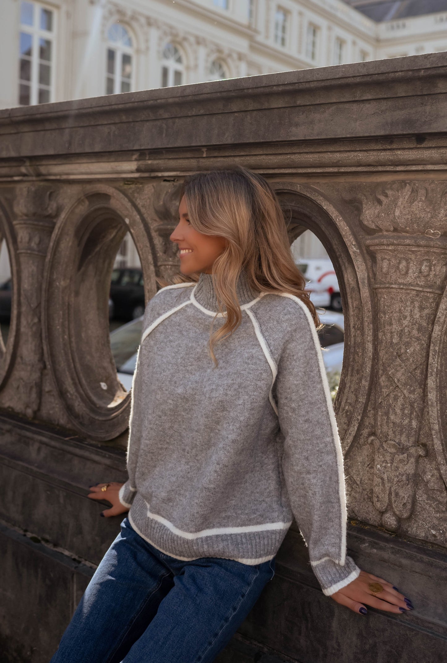 Amelie™ | Grauer Strickpullover