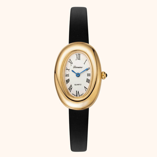 Elvina | Schwarzes Leder Gold