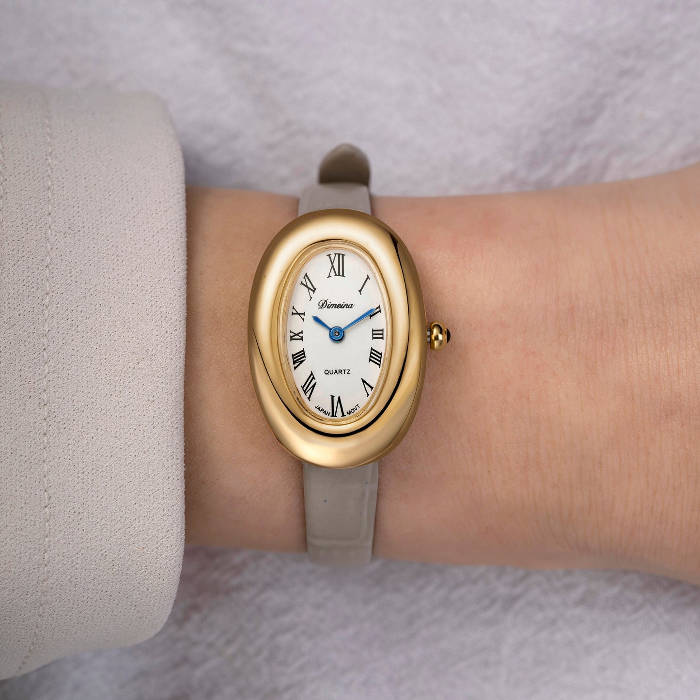 Elvina | Graues Leder Gold