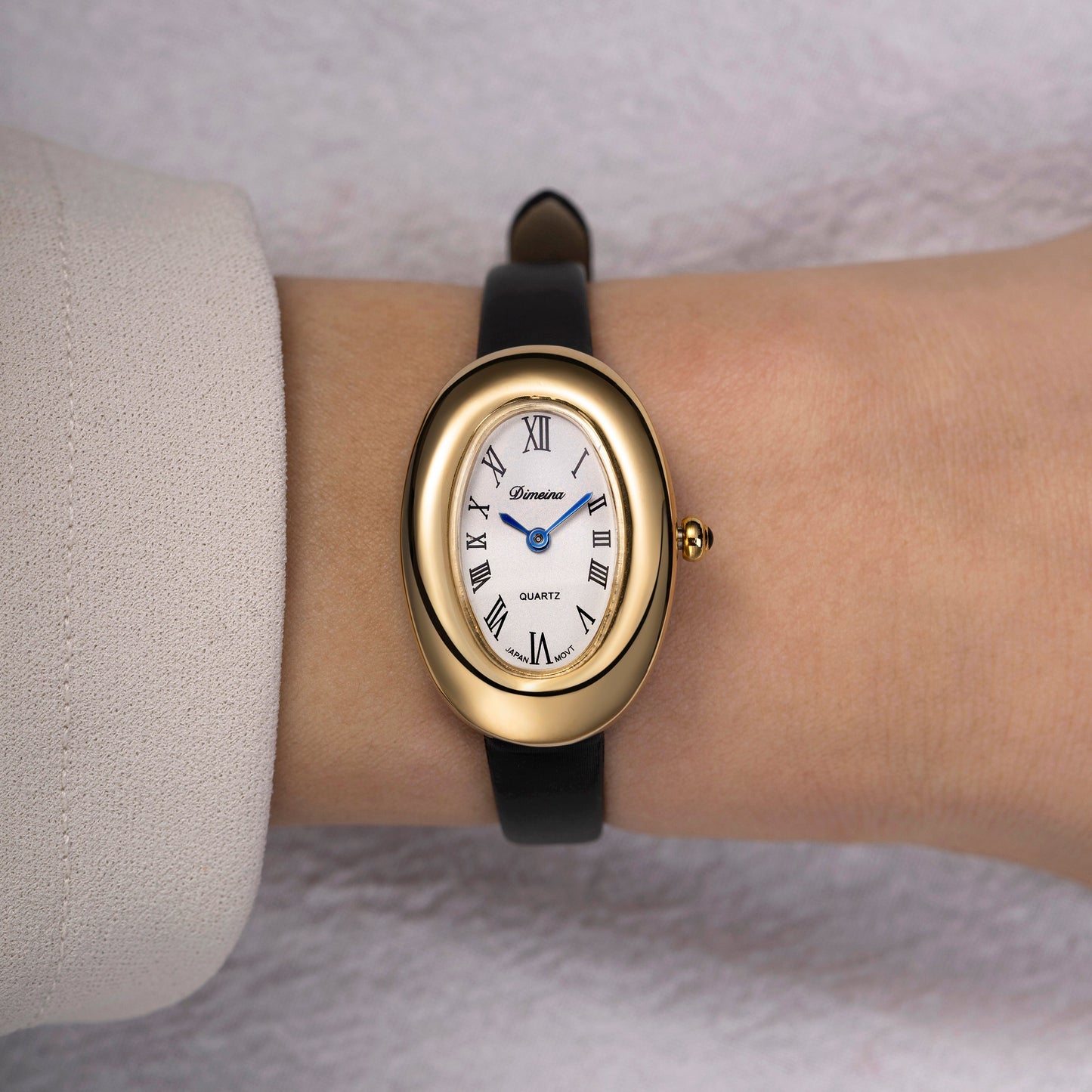 Elvina | Schwarzes Leder Gold