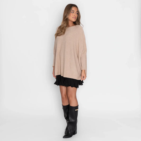 Gemütlicher Oversized Pullover Beige - Herrlich warm!