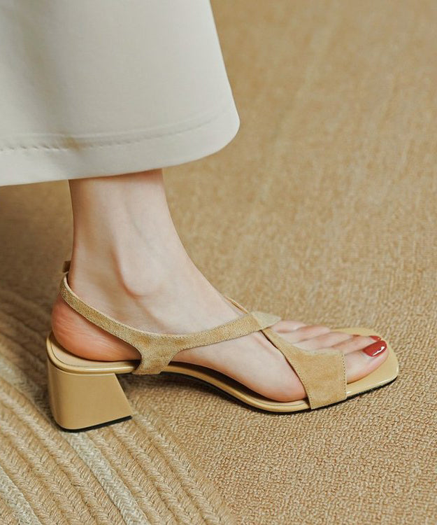 Modische blaue Cross-Strap Splicing Chunky Echtleder-Sandalen