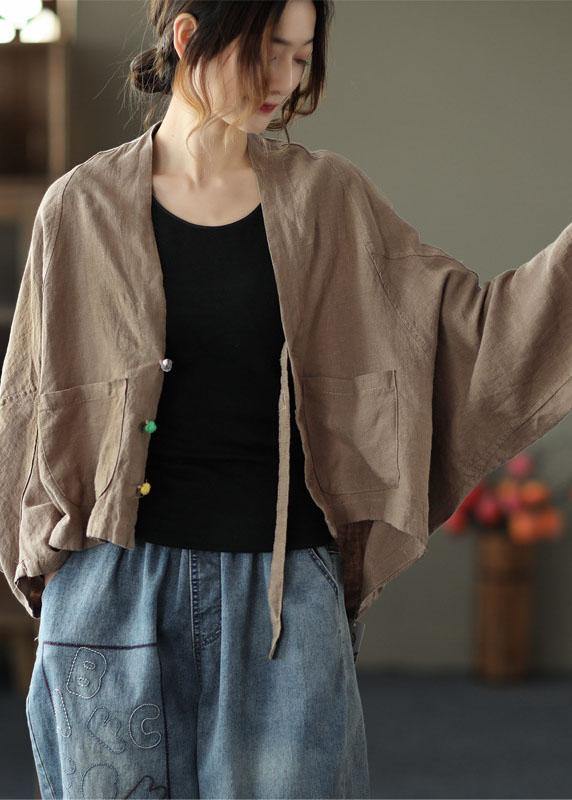 Feiner Gelber Fledermausärmel Taschenmantel Kurz