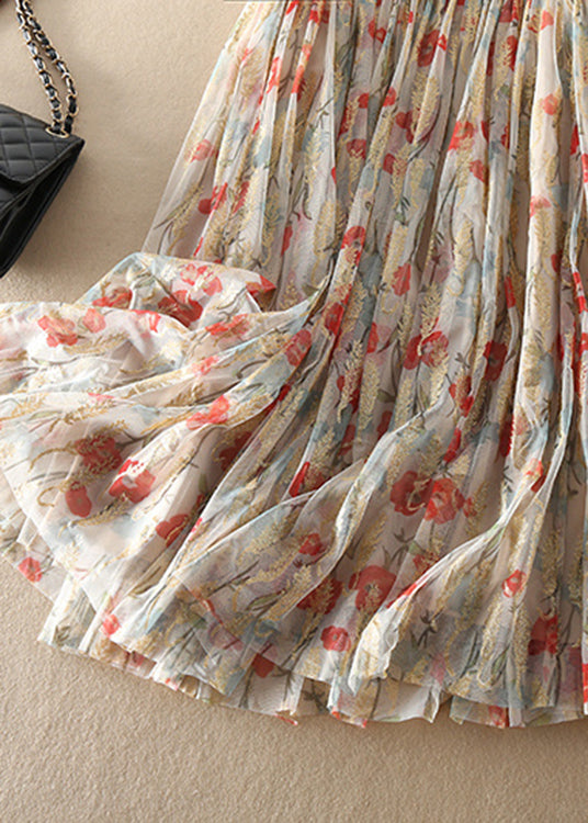 Figurbetonter Reißverschluss Druck zerknitterter Tüllrock Frühling