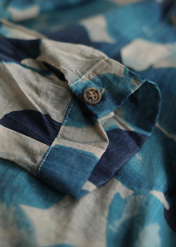 Französische Revers Herbst Tuniken Garderobe blaue gepunktete Blusen