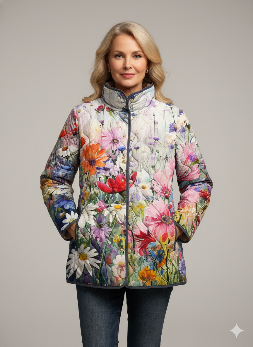Alexa | Charmante floral bedruckte gesteppte Jacke für Frauen - Vintage Casual Stil