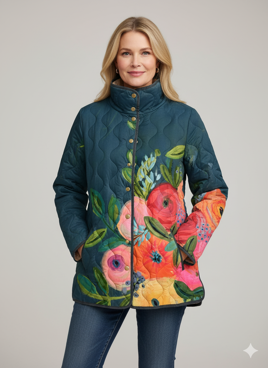 Brooklyn | Damen Vintage Floral Print Steppjacke