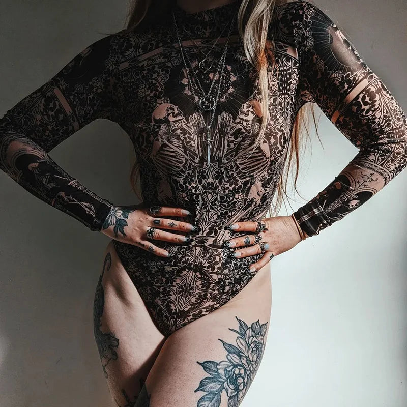 Damen Gothic Bodysuit
