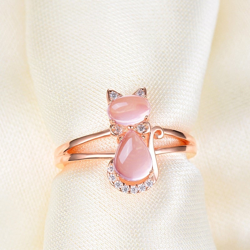Katze Ring in Roségold