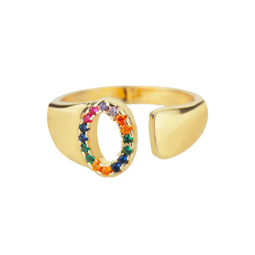 Olive - Gold Edelstahl Initialring