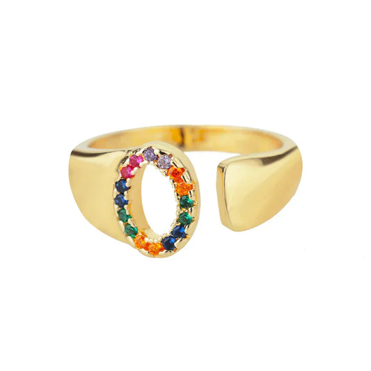 Olive - Gold Edelstahl Initialring