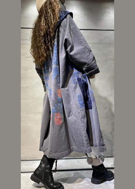 Handgemachter orangefarbener Taschenknopf lässiger Herbst Denim Langarmmantel