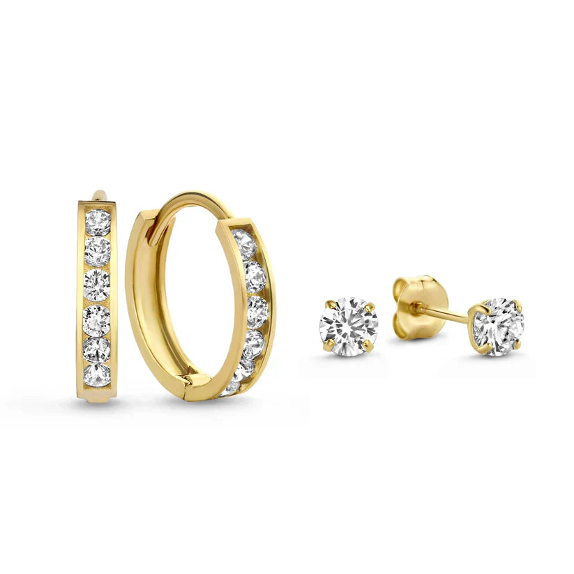 Dara Brillane Stein Ohrringe Set | Gold