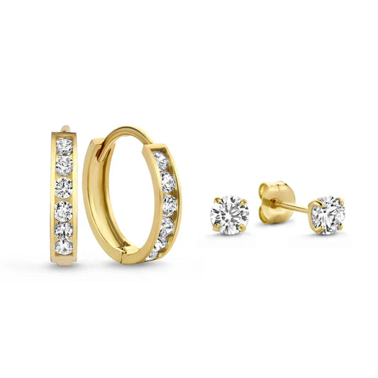 Dara Brillane Stein Ohrringe Set | Gold