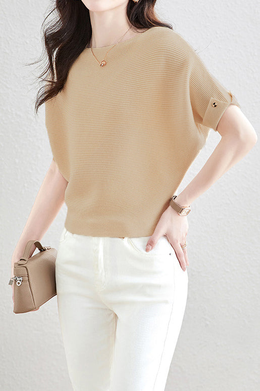 Einfarbiger, lockerer Strickpullover