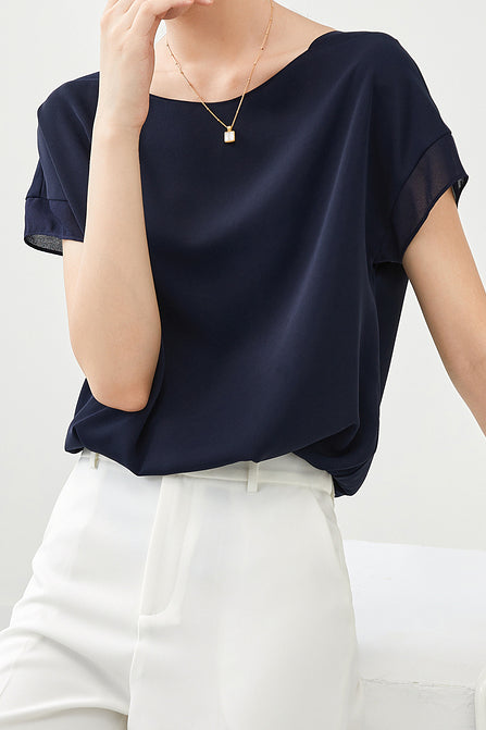 Modisches Chiffon-Top mit kurzen Ärmeln