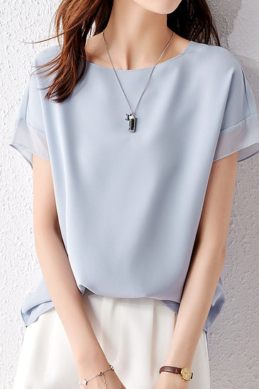 Modisches Chiffon-Top mit kurzen Ärmeln