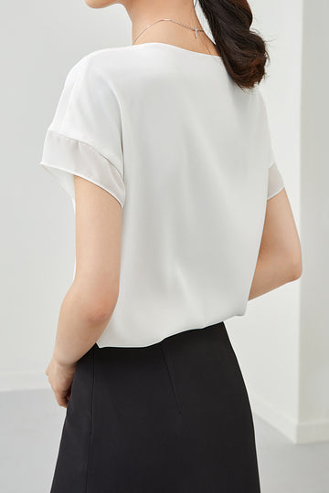 Modisches Chiffon-Top mit kurzen Ärmeln