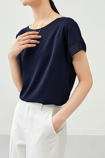 Modisches Chiffon-Top mit kurzen Ärmeln