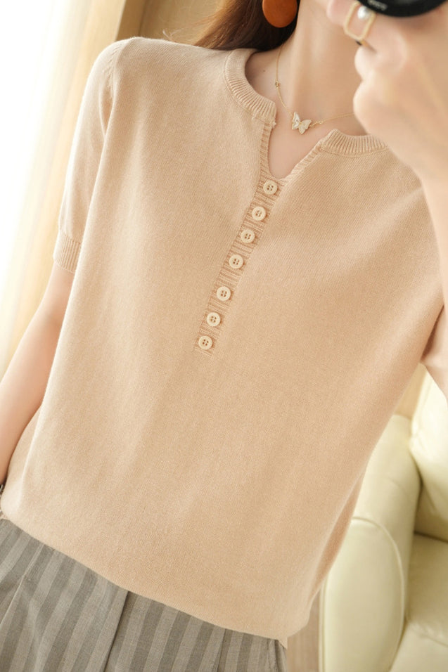 Minimalistisches Kurzarm-Strickoberteil