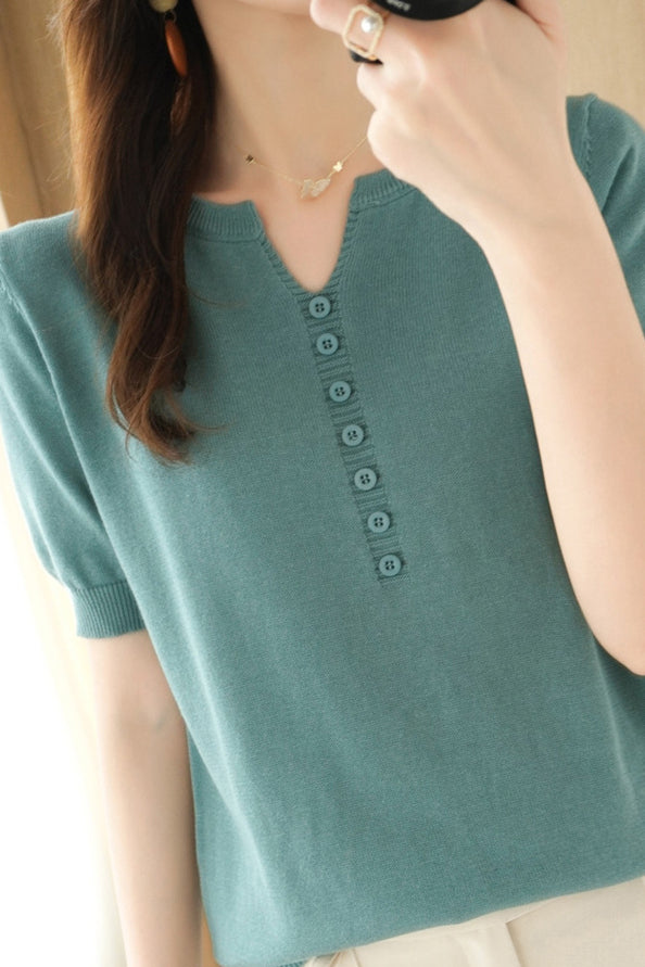 Minimalistisches Kurzarm-Strickoberteil