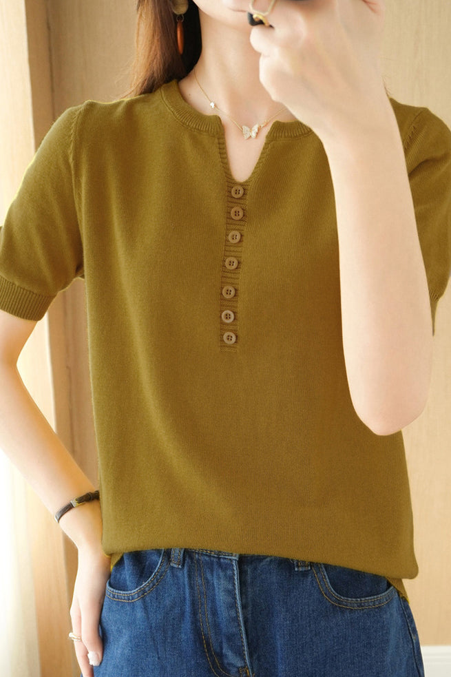 Minimalistisches Kurzarm-Strickoberteil