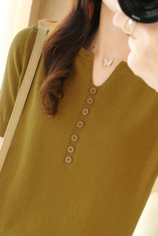 Minimalistisches Kurzarm-Strickoberteil