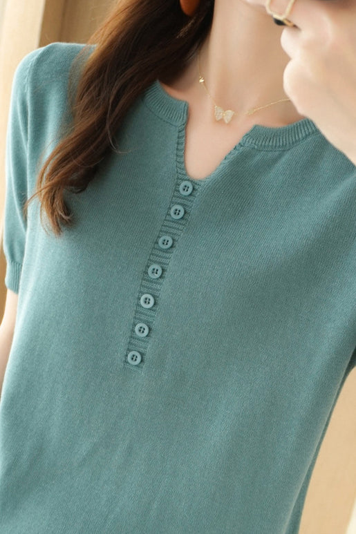 Minimalistisches Kurzarm-Strickoberteil