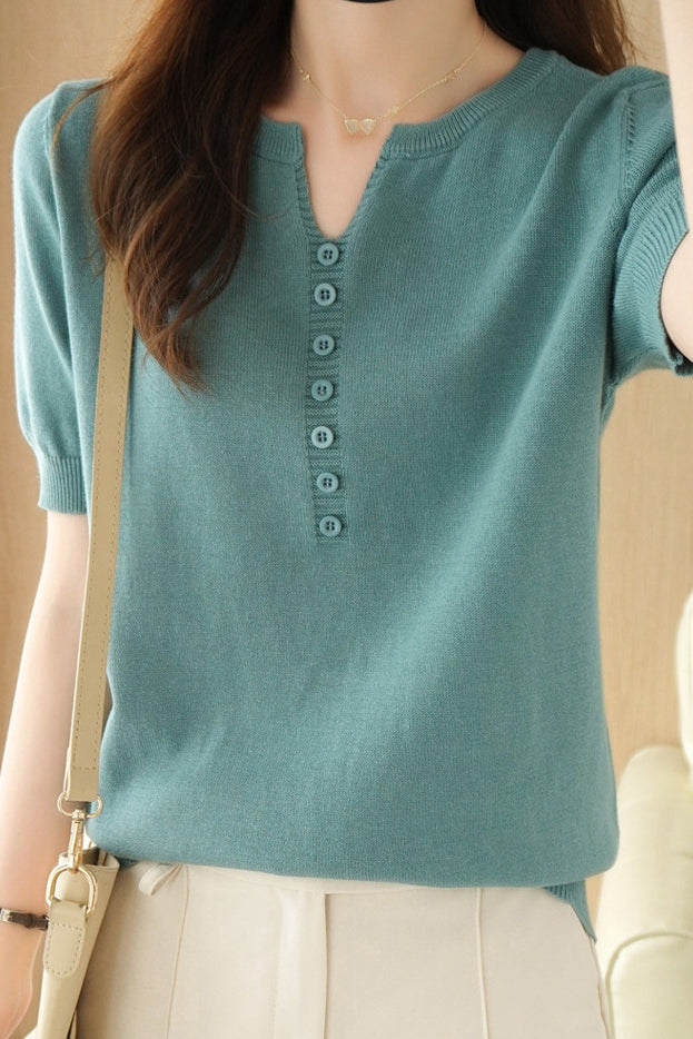 Minimalistisches Kurzarm-Strickoberteil