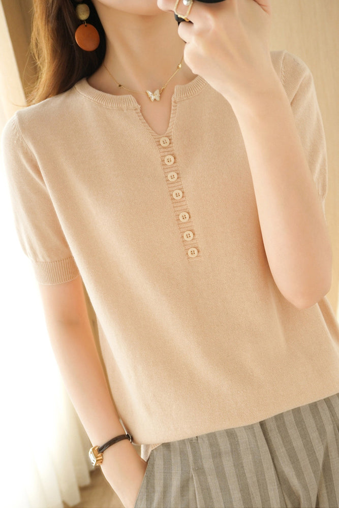 Minimalistisches Kurzarm-Strickoberteil