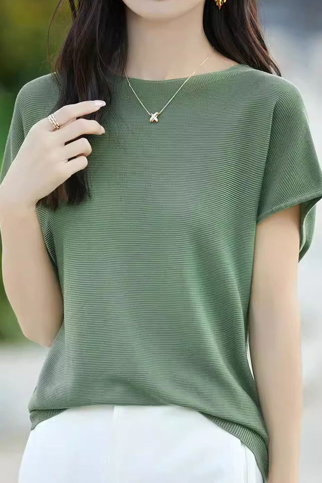 Einfaches Off-Shoulder Lockere Halbarm-Top