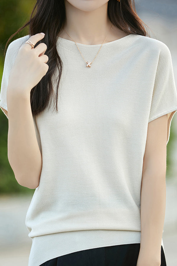 Einfaches Off-Shoulder Lockere Halbarm-Top