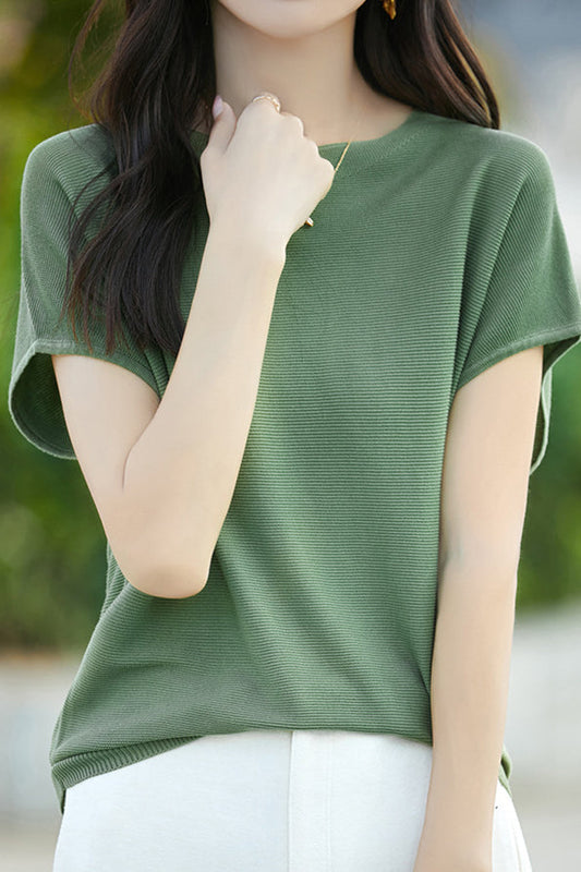 Einfaches Off-Shoulder Lockere Halbarm-Top