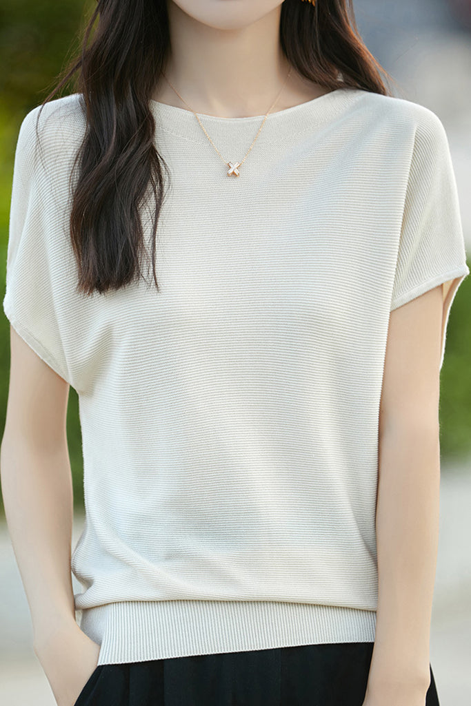 Einfaches Off-Shoulder Lockere Halbarm-Top