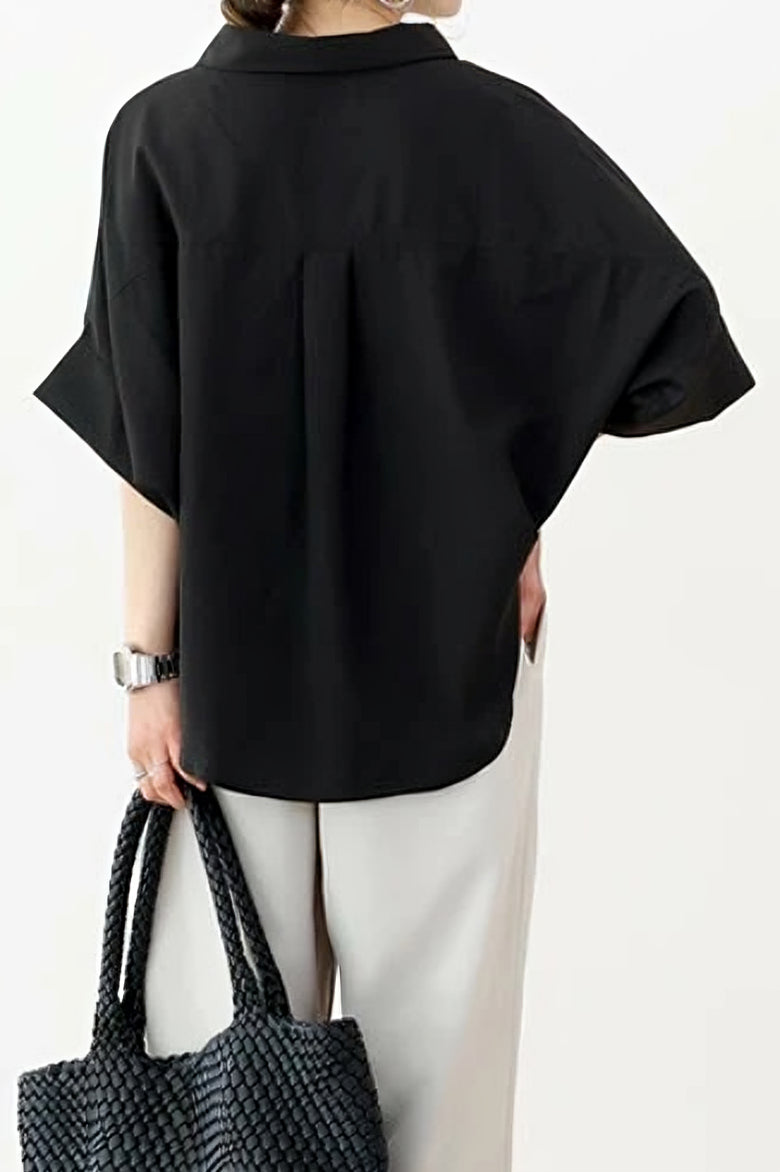 Batwing-Ärmel Revers Knopf-Down Hemd