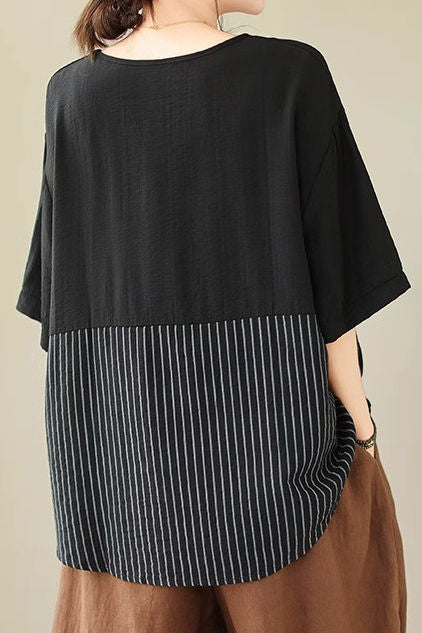 Künstlerisches Patchwork Kurzarm T-Shirt