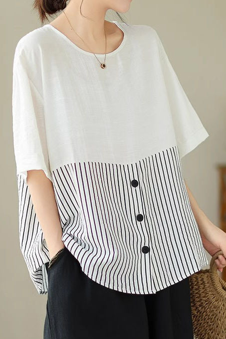 Künstlerisches Patchwork Kurzarm T-Shirt