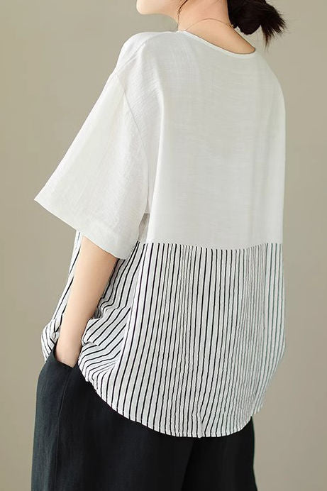 Künstlerisches Patchwork Kurzarm T-Shirt