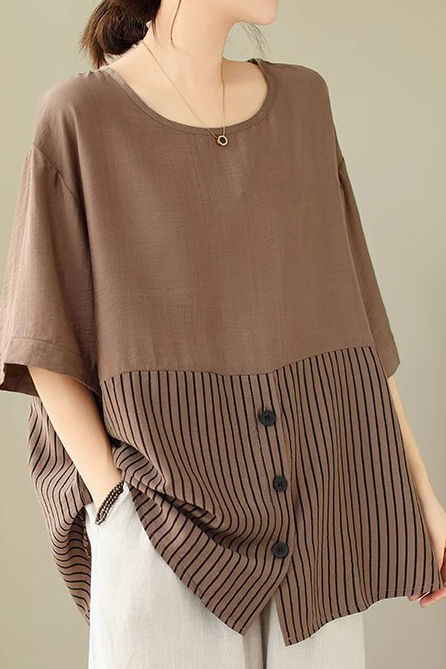 Künstlerisches Patchwork Kurzarm T-Shirt