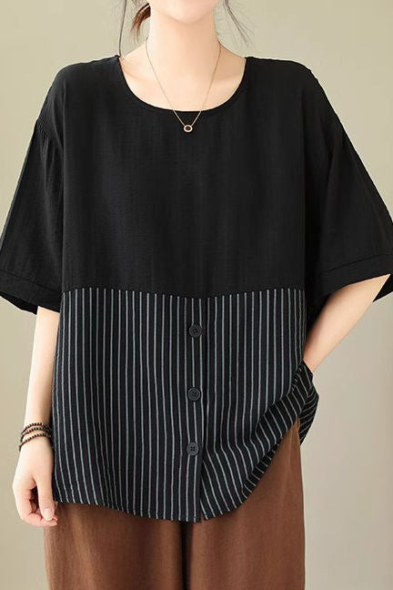 Künstlerisches Patchwork Kurzarm T-Shirt