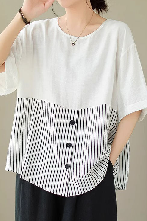 Künstlerisches Patchwork Kurzarm T-Shirt